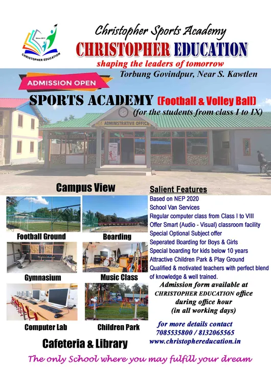 Admission notice Christopher Sports Academy